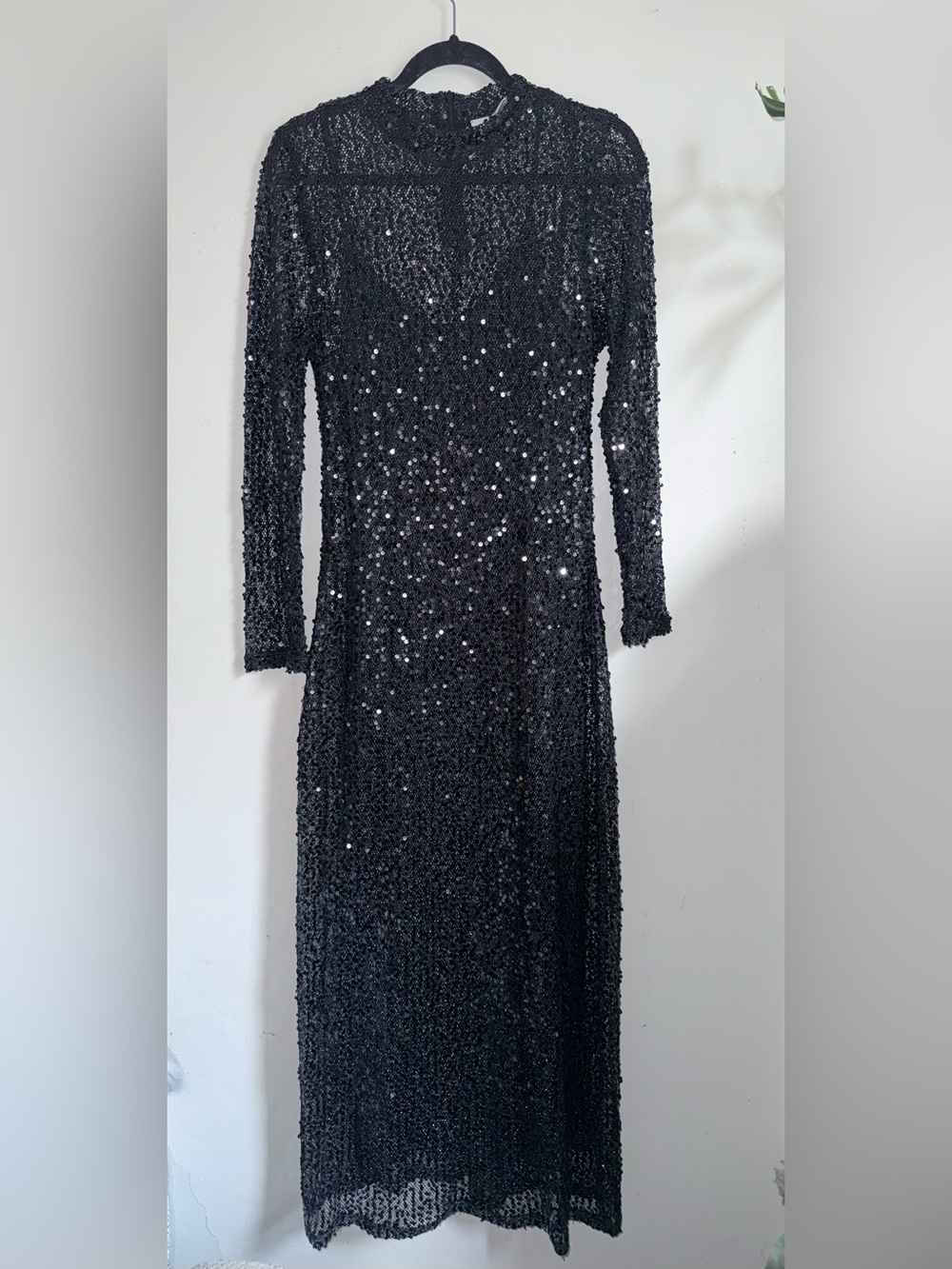 Joie Black Long Sleeve Sequin Maxi Dress Size XL